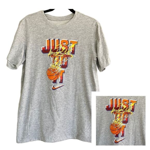 The Nike Tee “Just Do It” NBA Live Net on Fire Men Sz Medium Dri Fit Basketball - Picture 1 of 7